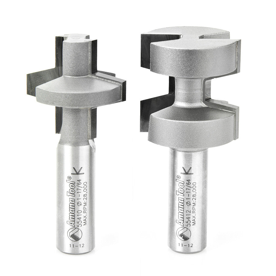 Amana 55414 2-Piece Carbide Tipped Wedge Tongue & Groove Router Bit Set Online Hot Sale