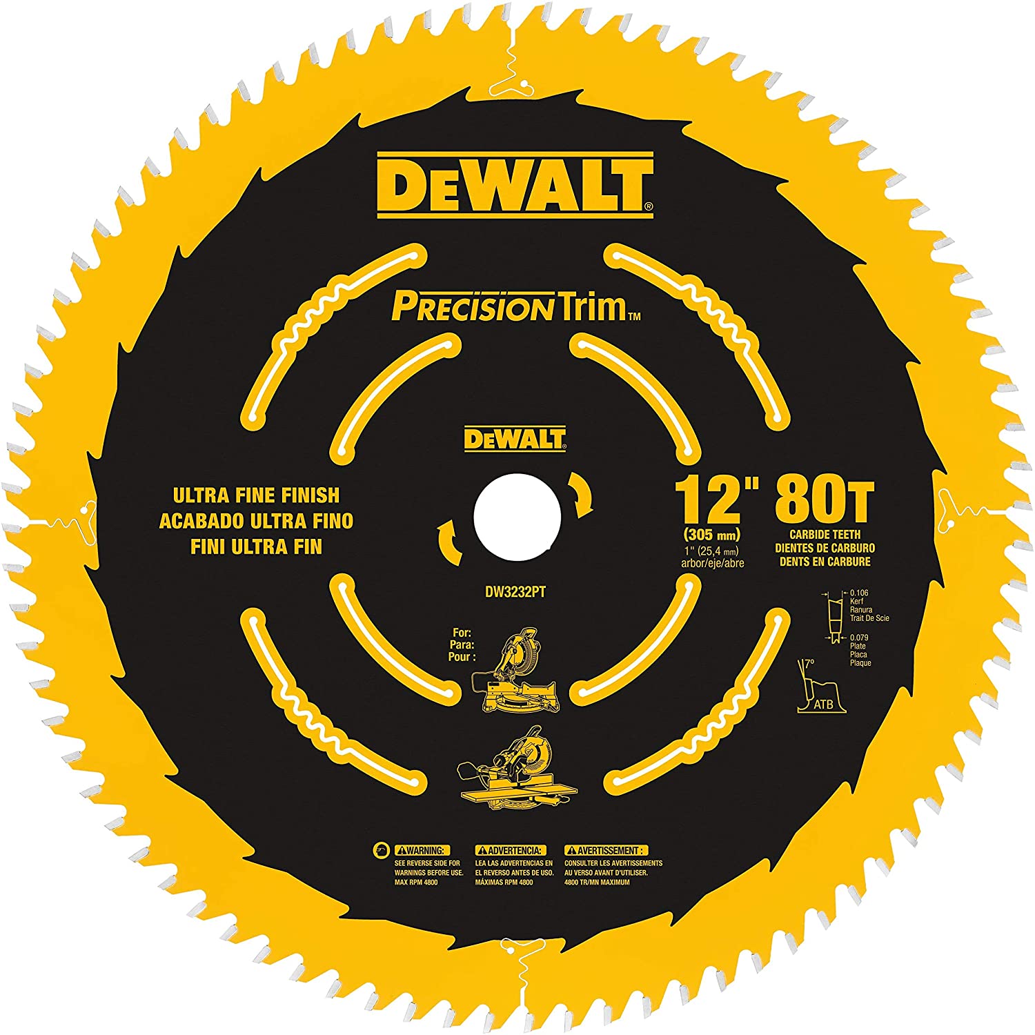 DeWalt DW3232PT 12″ 80 Tooth Fine Crosscutting Saw Blade Online Sale