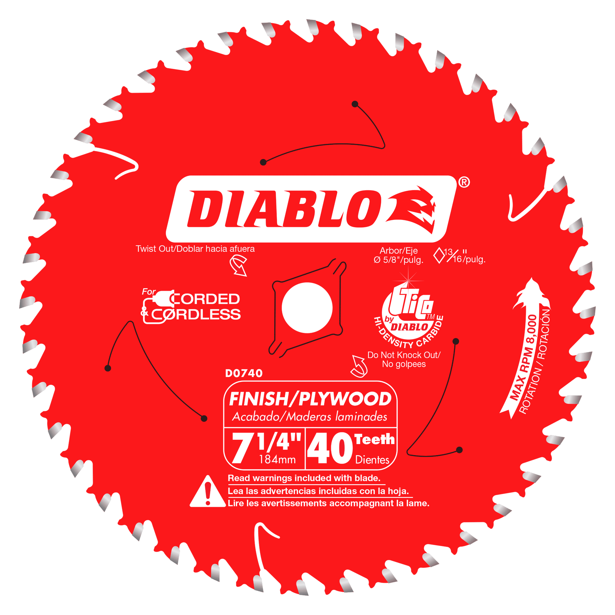 Diablo D0740A 7-1/4″ x 40 Tooth Finish Saw Blade Supply