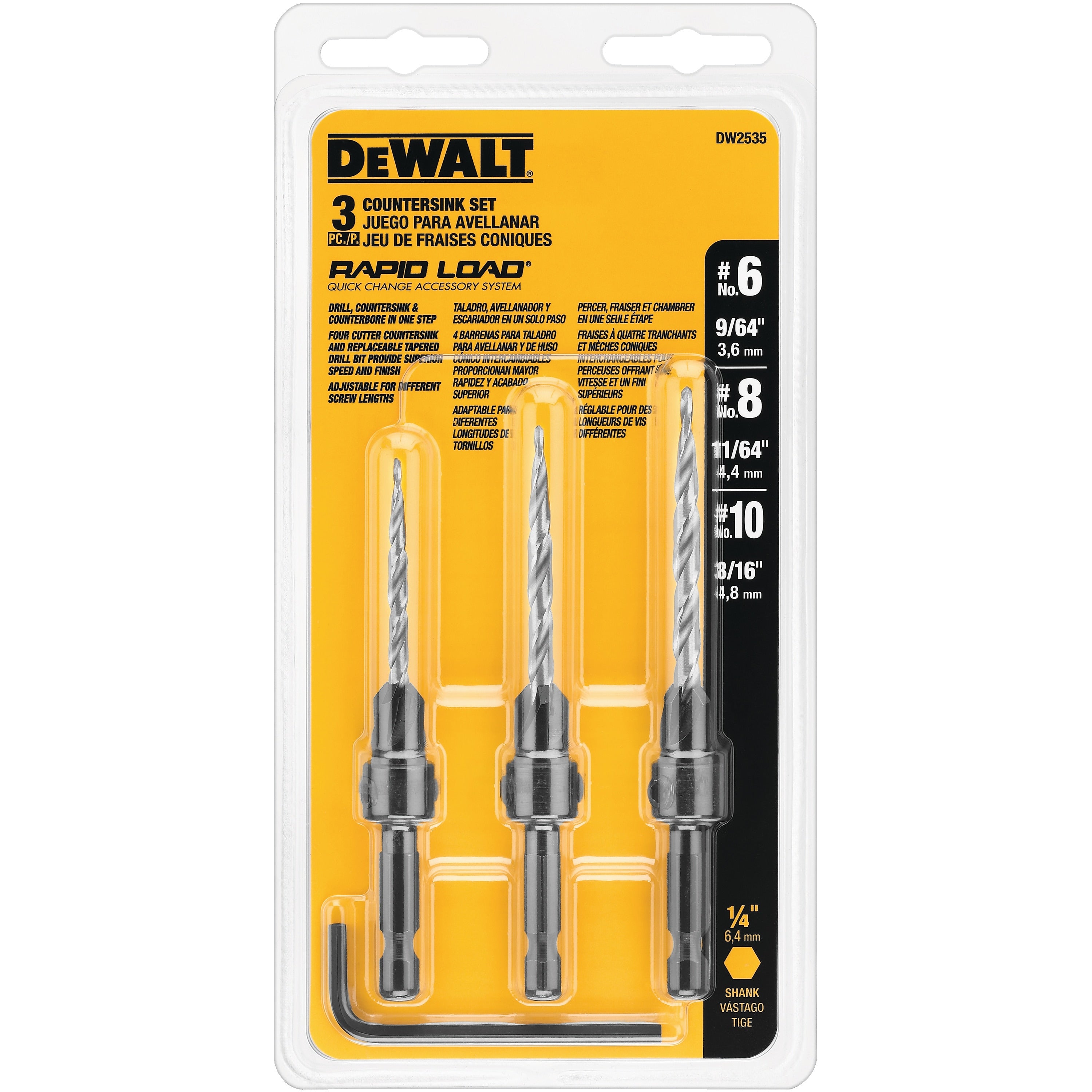DeWalt DW2535 3 Piece Countersink Set Supply