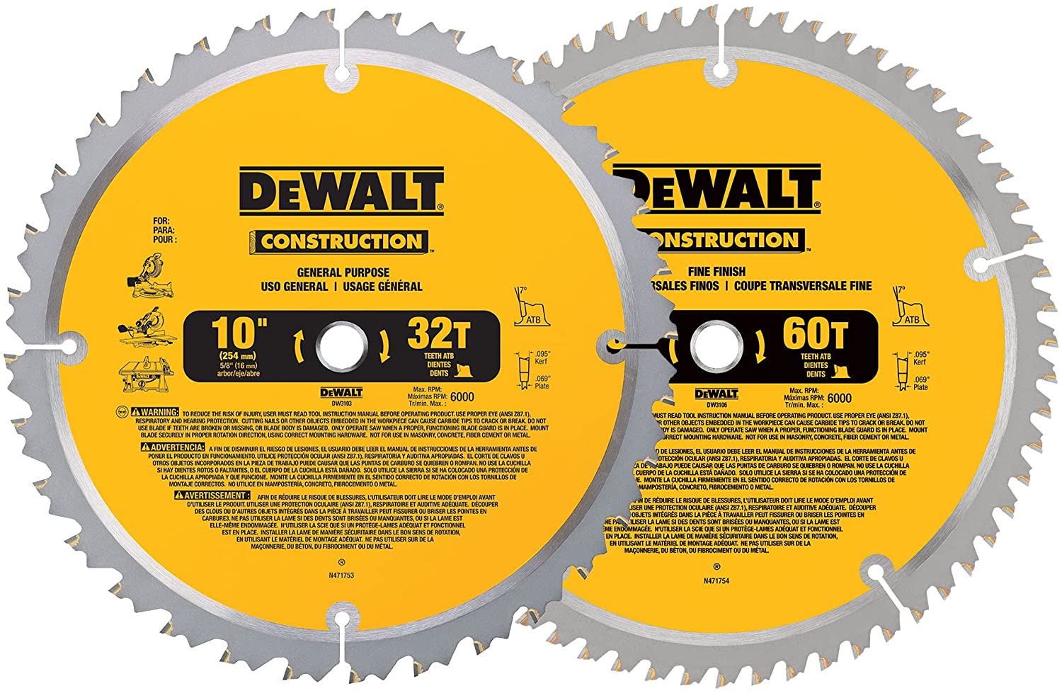 DeWalt DW3106P5 10″ Saw Blade Combo Pack Sale