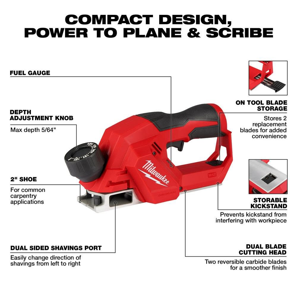 Milwaukee 2524-20 M12 Cordless 2″ Planer (Tool Only) on Sale