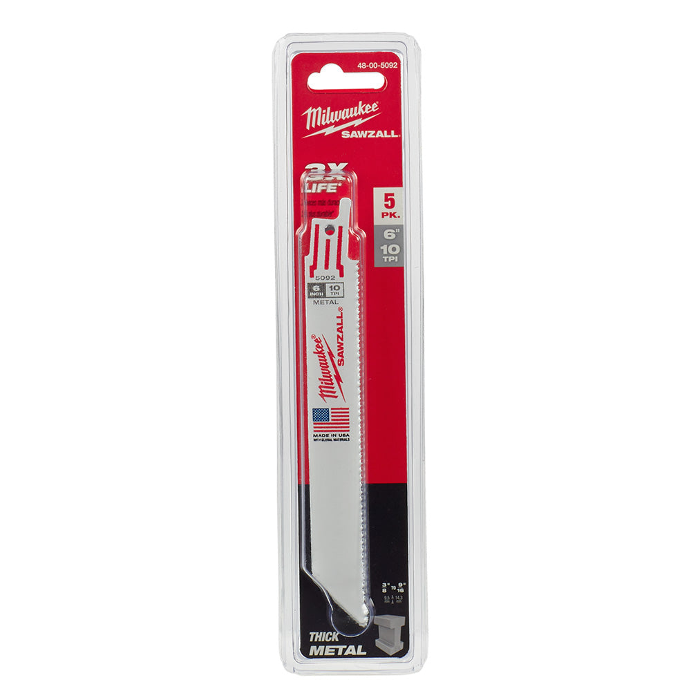 Milwaukee 6″ x 10 TPI Metal Cutting Sawzall Blades Online