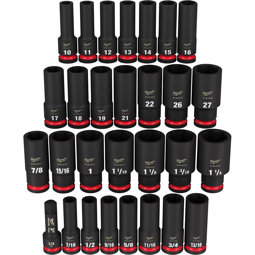 Milwaukee 49-66-7016 SHOCKWAVE Impact Duty 1/2″ Drive SAE & Metric Socket Set Online Hot Sale