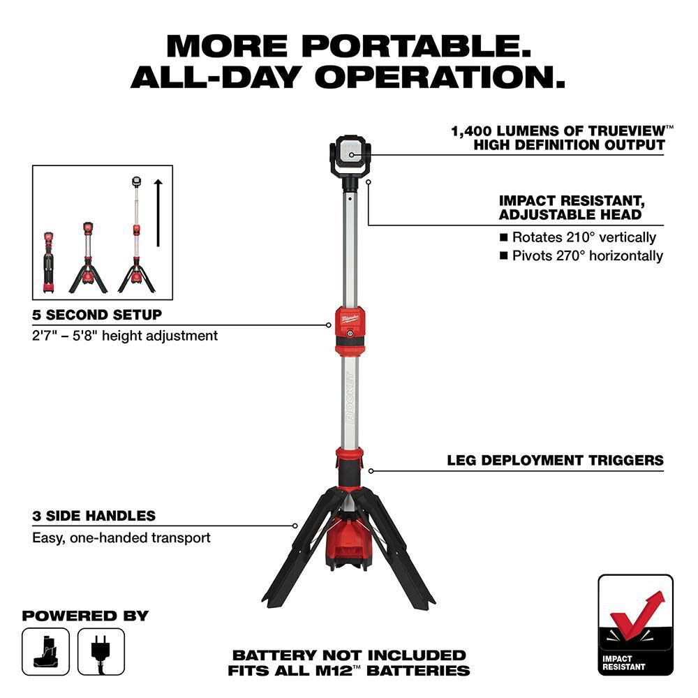 Milwaukee 2132-20 M12 ROCKET Dual Power Tower Light Online now