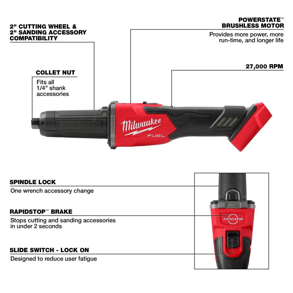 Milwaukee 2939-20 M18 FUEL Braking Die Grinder (Tool Only) Online Sale