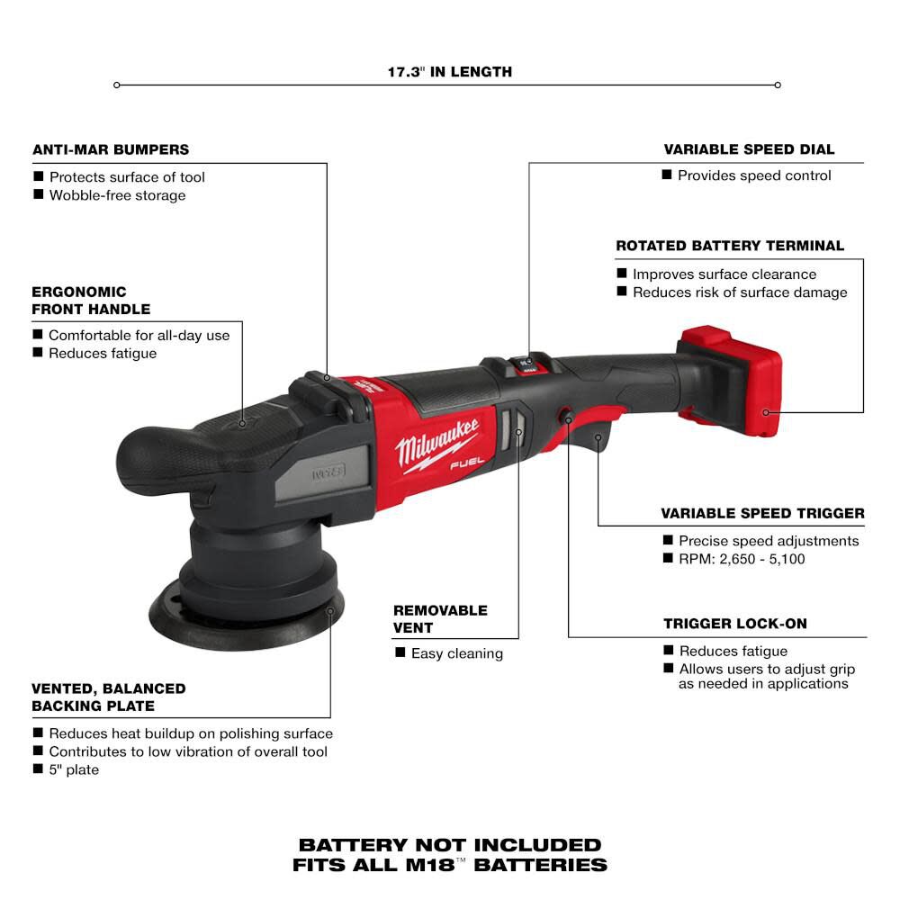 Milwaukee 2684-20 M18 FUEL 15mm Random Orbital Polisher (Tool Only) Online Sale