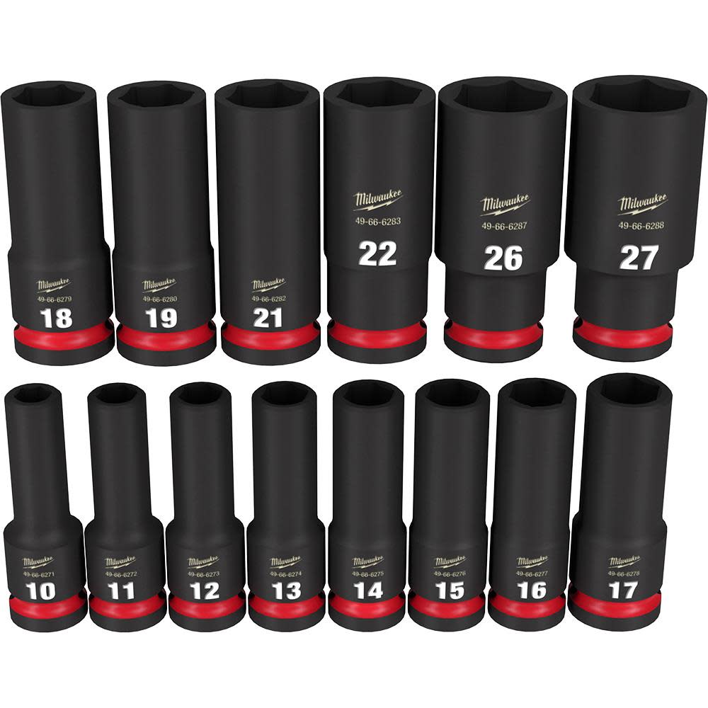 Milwaukee 49-66-7014 SHOCKWAVE Impact Duty 1/2″ Drive Metric Socket Set Hot on Sale