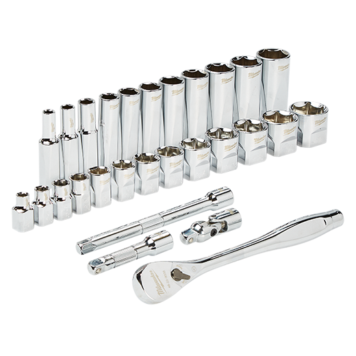 Milwaukee 48-22-9408 3/8″ Drive 28pc Ratchet & Socket Set – SAE Online now