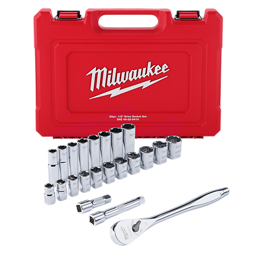 Milwaukee 48-22-9410 1/2″ Drive 22pc Ratchet & Socket Set – SAE Hot on Sale