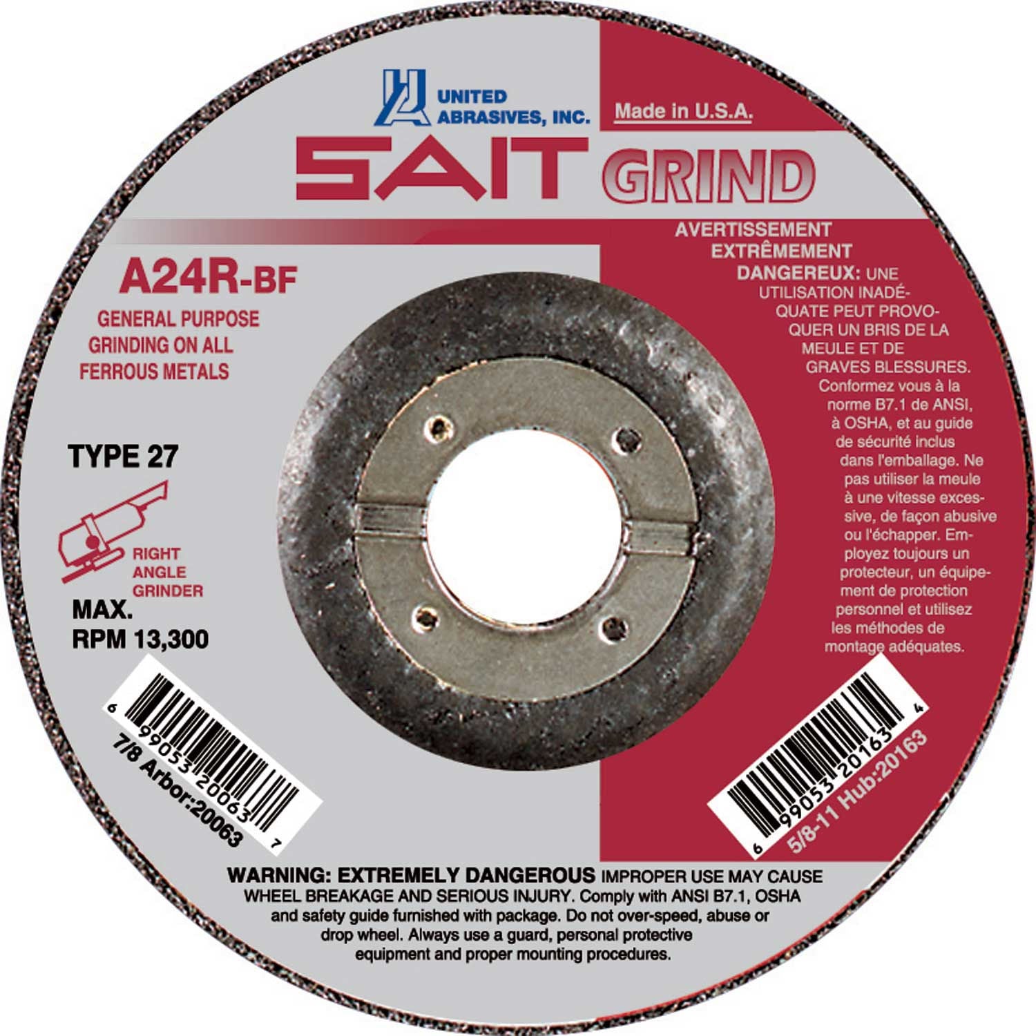 United Abrasives – Sait 20073 5″ x 1/4″ General Purpose Grinding Wheel Online now