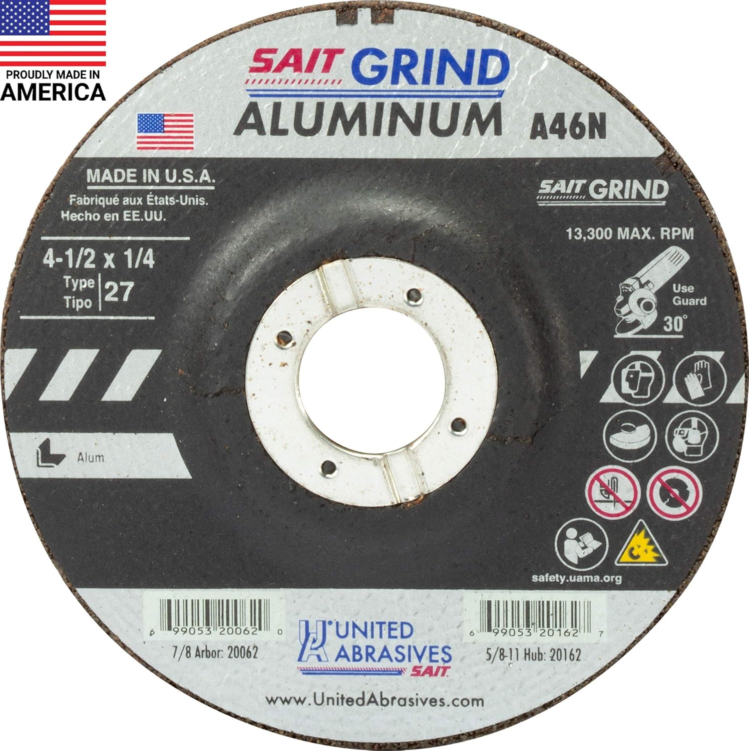 United Abrasives – Sait 20062 4-1/2″ x 1/4″ Aluminum Grinding Wheel Online