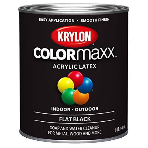 1 qt Krylon K05647007 Black COLORmaxx Paint & Primer, Flat on Sale