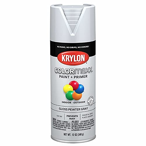12 oz Krylon K05531007 COLORmaxx Pewter Gray Paint & Primer Spray Paint, Gloss Discount
