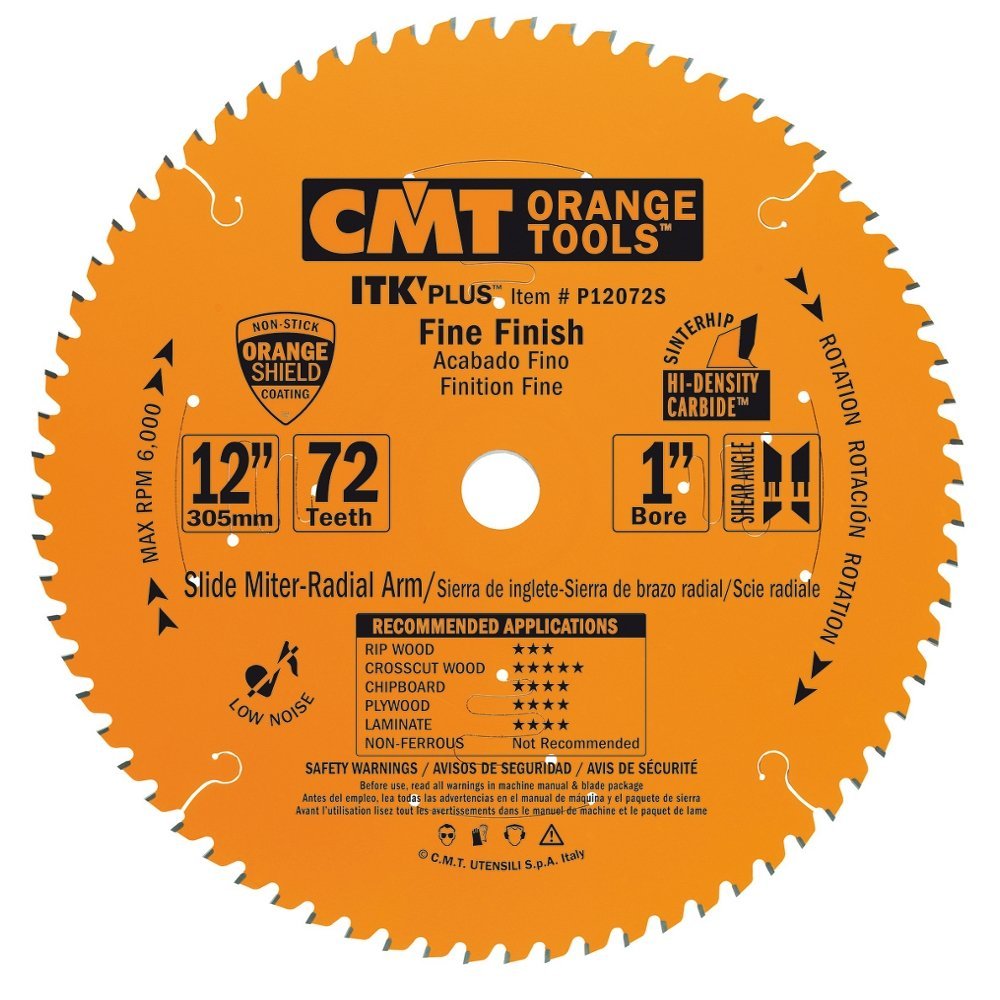 CMT ITK Plus Finish Blade for Sliding Miter Saws 12In x 72T x 1In. Online Sale