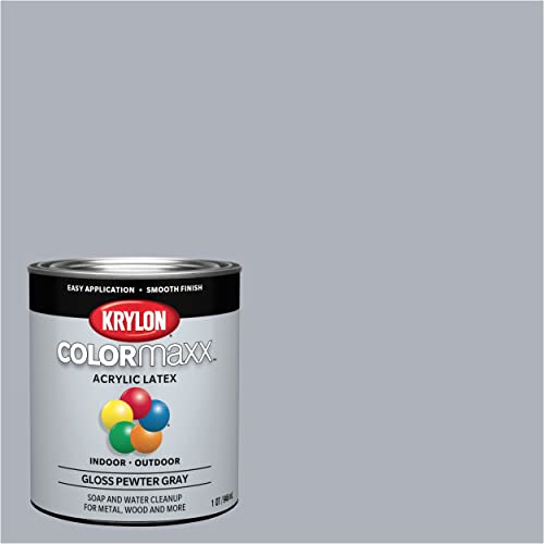 1 qt Krylon K05644007 Pewter Grey COLORmaxx Paint & Primer, Gloss on Sale