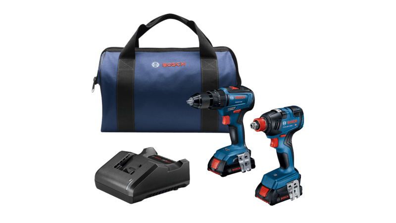 Bosch 18V 2-Tool Combo Kit with 1/2 In. Hammer Drill/Driver, Freak 1/4 In. and 1/2 In. Two-In-One Bit/Socket Impact Driver and (2) 2.0 Ah SlimPack Batteries Sale