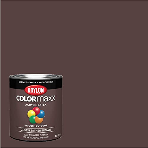 1 qt Krylon K05622007 Leather Brown COLORmaxx Paint & Primer, Gloss Supply
