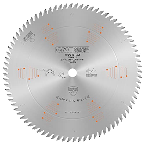 CMT Orange Tools 285.680.10 Orange Chrome Ultimate CROSSCUTTING Blade 10″ x T80 ATB Supply
