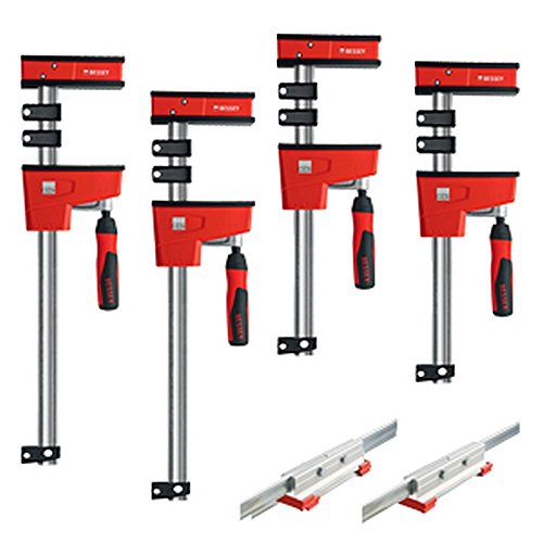 BESSEY KREX2450 K Body REVO Clamp Kit, 2 x 24 In., 2 x 50 In. and 2 KBX20 Extenders – 1700 lbs Nominal Clamping Force. Spreader, and Woodworking Accessories – Clamps and Tools for Cabinetry Supply