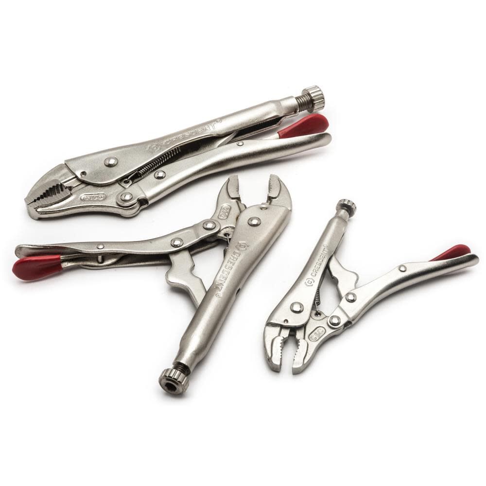 Crescent 3 Piece Curved Jaw Locking Pliers with Wire Cutter Set – CLP3SETN-08 on Sale