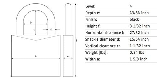 ABUS 145/40 C Aluminum Resettable Combination Padlock, 4 Dial, Black Online Sale