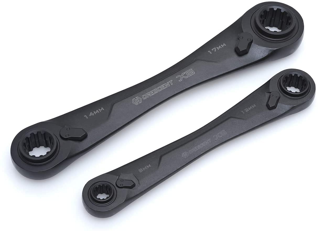 Crescent 2 Piece X6 4-in-1 Black Oxide Spline Ratcheting Metric Wrench Set Fashion
