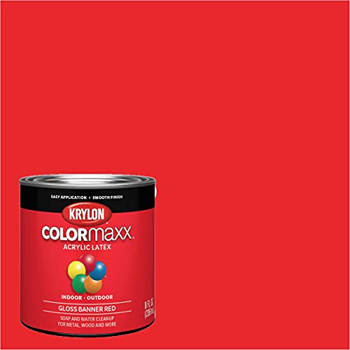 1 qt Krylon K05616007 Banner Red COLORmaxx Paint & Primer, Gloss Fashion