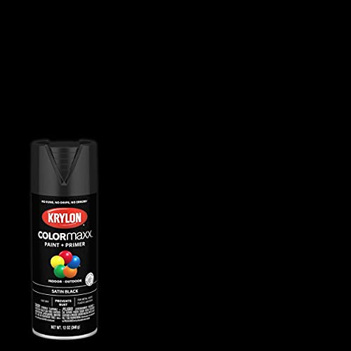 12 oz Krylon K05557007 Black COLORmaxx Paint & Primer Spray Paint, Satin Fashion