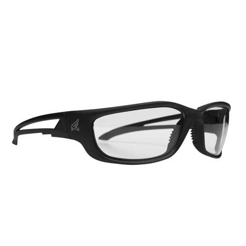 Edge SK-XL111 Kazbek XL Wrap-Around Safety Glasses, Anti-Scratch, Non-Slip, UV 400, Military Grade, ANSI/ISEA & MCEPS Compliant, XL Wide Fit, Black Frame/Clear Lens Discount