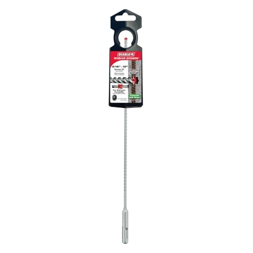 Diablo Rebar Demon SDS-Plus 4-Cutter Full Carbide Head Hammer Drill Bit – 3/16″ Diameter, 12″ Length, 10″ Working Length – DMAPL4055 on Sale