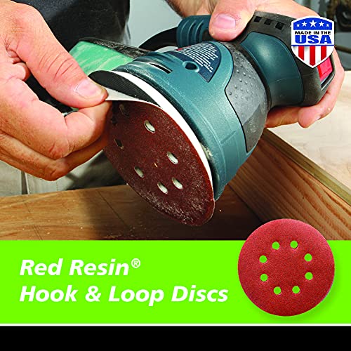 Gator 5″ Random Orbit Hook & Loop Red Resin Aluminum Oxide Sanding Discs, 8-Hole, 40 Grit, 50 Pack Supply