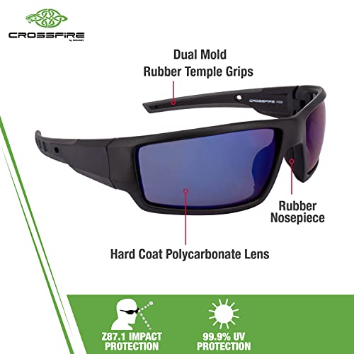 Cumulus Blue Mirror Lens and Matte Black Frame Safety Glasses on Sale
