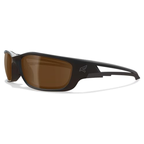 EDGE TSK-XL215 Kazbek XL Polarized Wrap-Around Safety Glasses, Anti-Scratch, Non-Slip, UV 400, Military Grade, ANSI/ISEA & MCEPS Compliant, XL Wide Fit, Black Frame/Copper Lens Hot on Sale