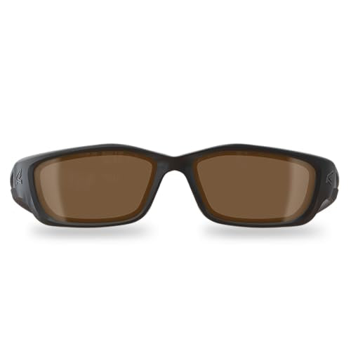 EDGE TSK-XL215 Kazbek XL Polarized Wrap-Around Safety Glasses, Anti-Scratch, Non-Slip, UV 400, Military Grade, ANSI/ISEA & MCEPS Compliant, XL Wide Fit, Black Frame/Copper Lens Hot on Sale