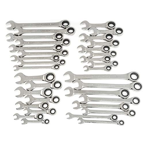 GEARWRENCH 34-Piece Standard & Stubby SAE/Metric Ratcheting Wrench Set Online Sale