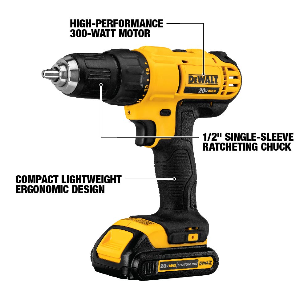 DeWALT 20V DCD771C2 MAX Lithium-Ion Compact Drill/Driver Kit Fashion