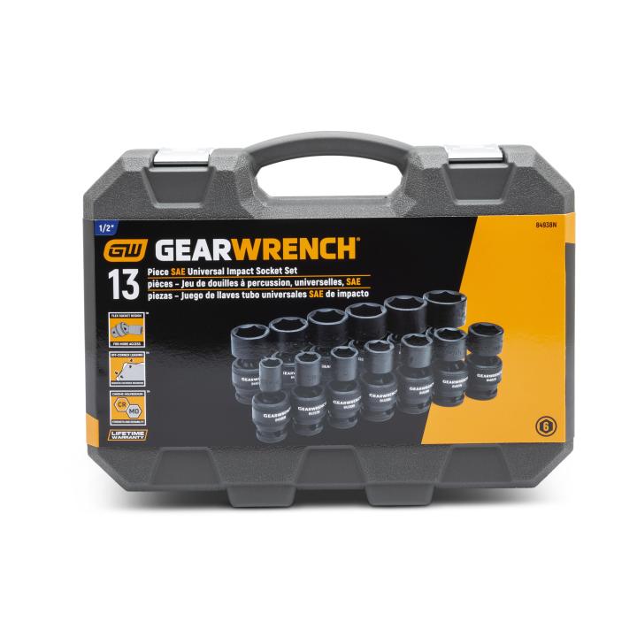 GEARWRENCH 13 Pc. 1/2″ Drive 6 Pt. Standard Universal Impact Socket Set, SAE Online now
