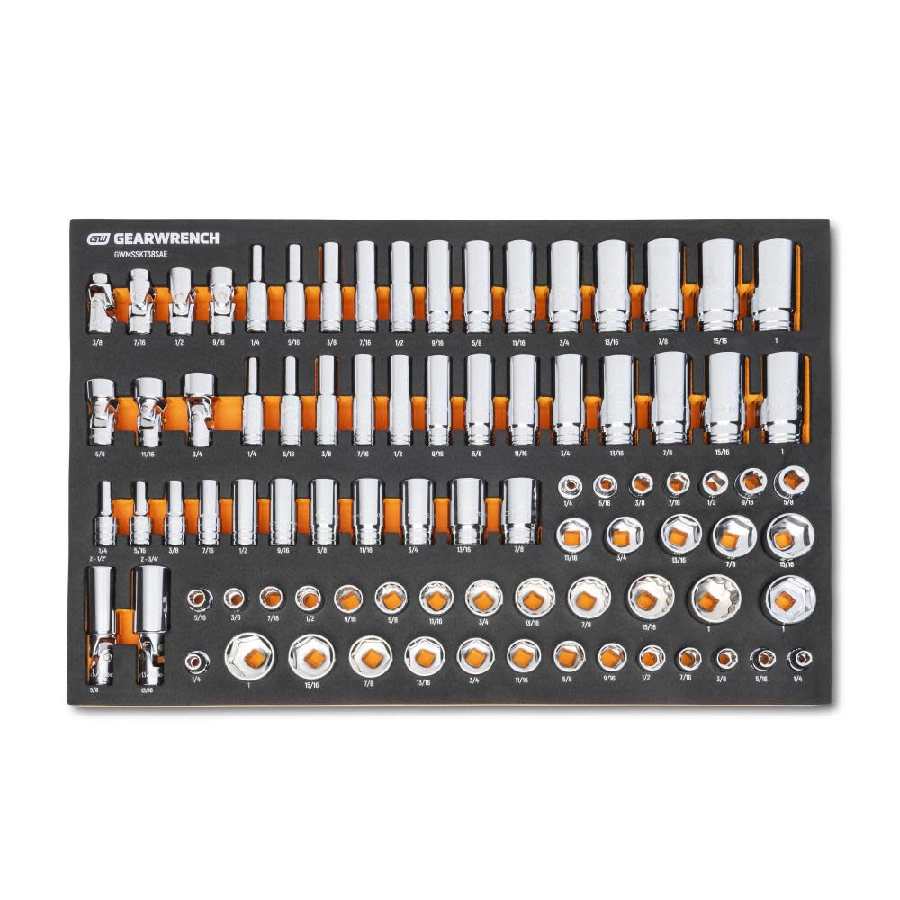 GEARWRENCH 85 Piece 3/8″ Drive Master SAE Socket Set in Foam Storage Tray | GWMSSKT38SAE Online Sale
