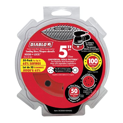 Diablo 5 in. 100-Grit Universal Hole Random Orbital Sanding Disc (50-Pack) Online Sale