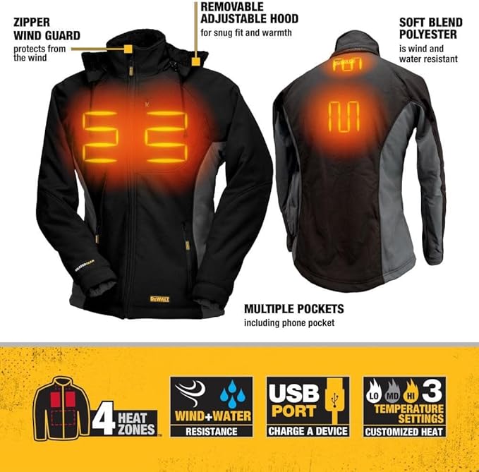 DEWALT (DCHJ066C1-L) 20V/12V MAX Women’s Heated Jacket Kit, Black, Large Sale