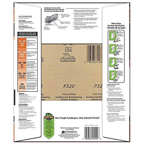 Gator 9″ x 11″ Bare Wood Sanding Sheets, 320 Grit, 25 Pack Online Hot Sale