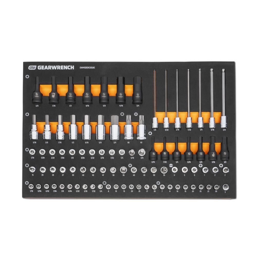 GEARWRENCH 88 Piece 1/4″, 3/8″, 1/2″ Drive SAE Bit Socket Set in Foam Storage Tray | GWMSBSKCBSAE Online Sale