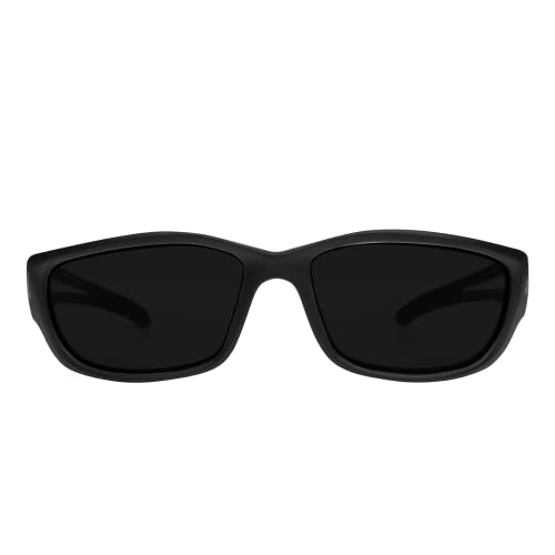 Edge SK-XL116 Kazbek XL Wrap-Around Safety Glasses, Anti-Scratch, Non-Slip, UV 400, Military Grade, ANSI/ISEA & MCEPS Compliant, XL Wide Fit, Black Frame/Smoke Lens Sale
