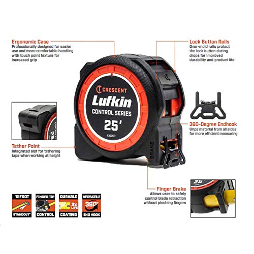 Crescent Lufkin 1-3/16 x 25′ Command Control Series Black Clad Tape Measure – L1025CB Supply