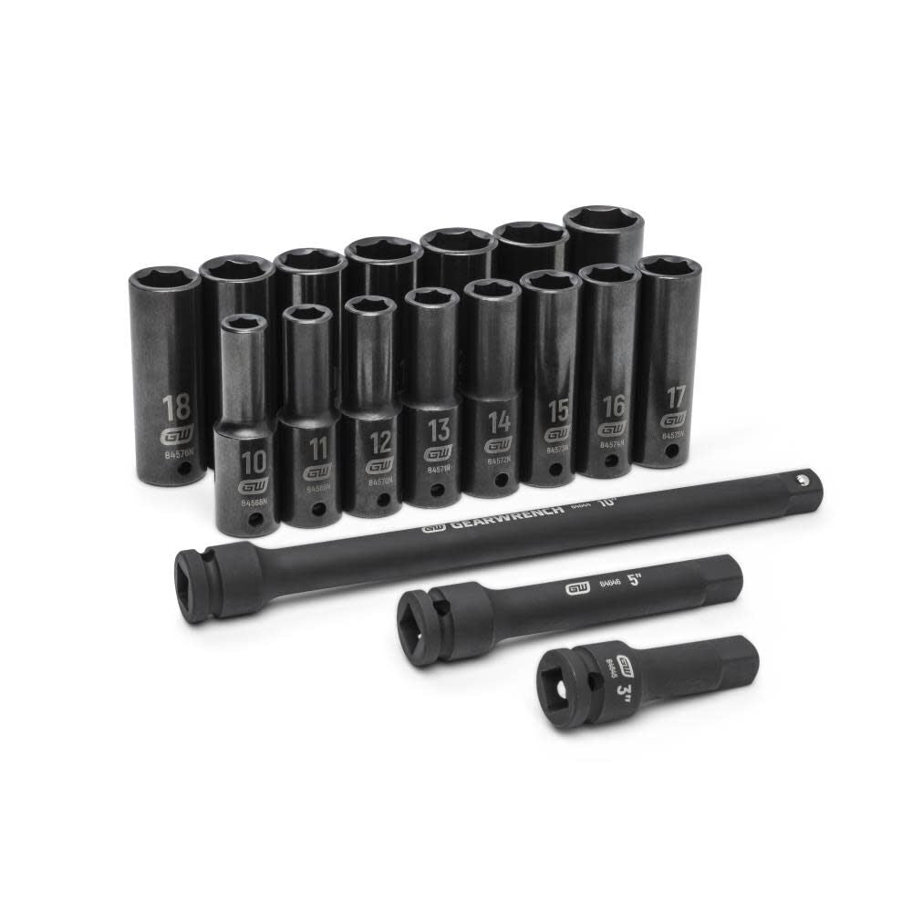GEARWRENCH 18 Piece 1/2″ Drive Deep Metric Impact Socket Set Sale