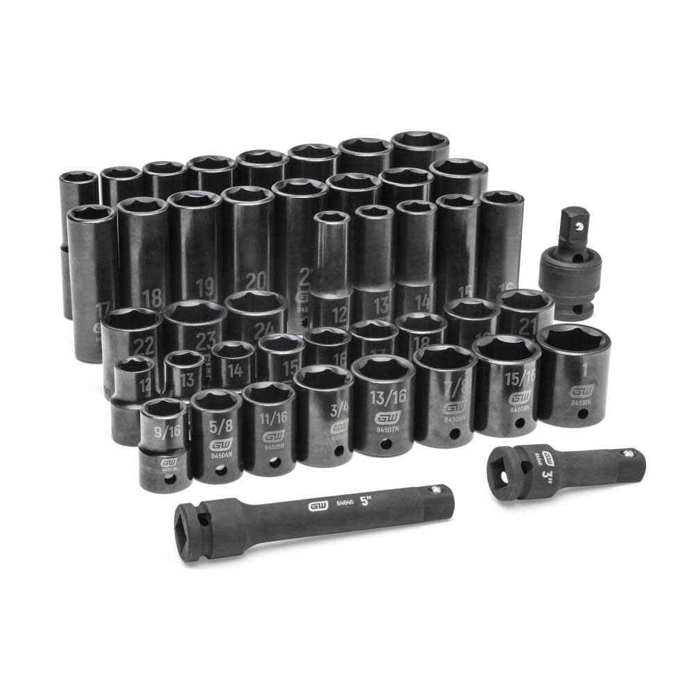 GEARWRENCH 44 Piece 1/2″ Drive 6 Point Standard/Deep SAE/Metric Impact Socket Set Hot on Sale