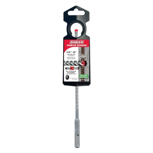 Diablo Rebar Demon SDS-Plus 4-Cutter Full Carbide Head Hammer Drill Bit – 1/4″ Diameter, 8″ Length, 6″ Working Length – DMAPL4080 Fashion