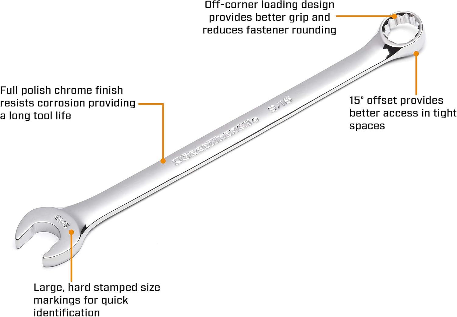 GEARWRENCH 5 Piece SAE 12 Point Long Pattern Combination Wrench Set | 81921 Supply