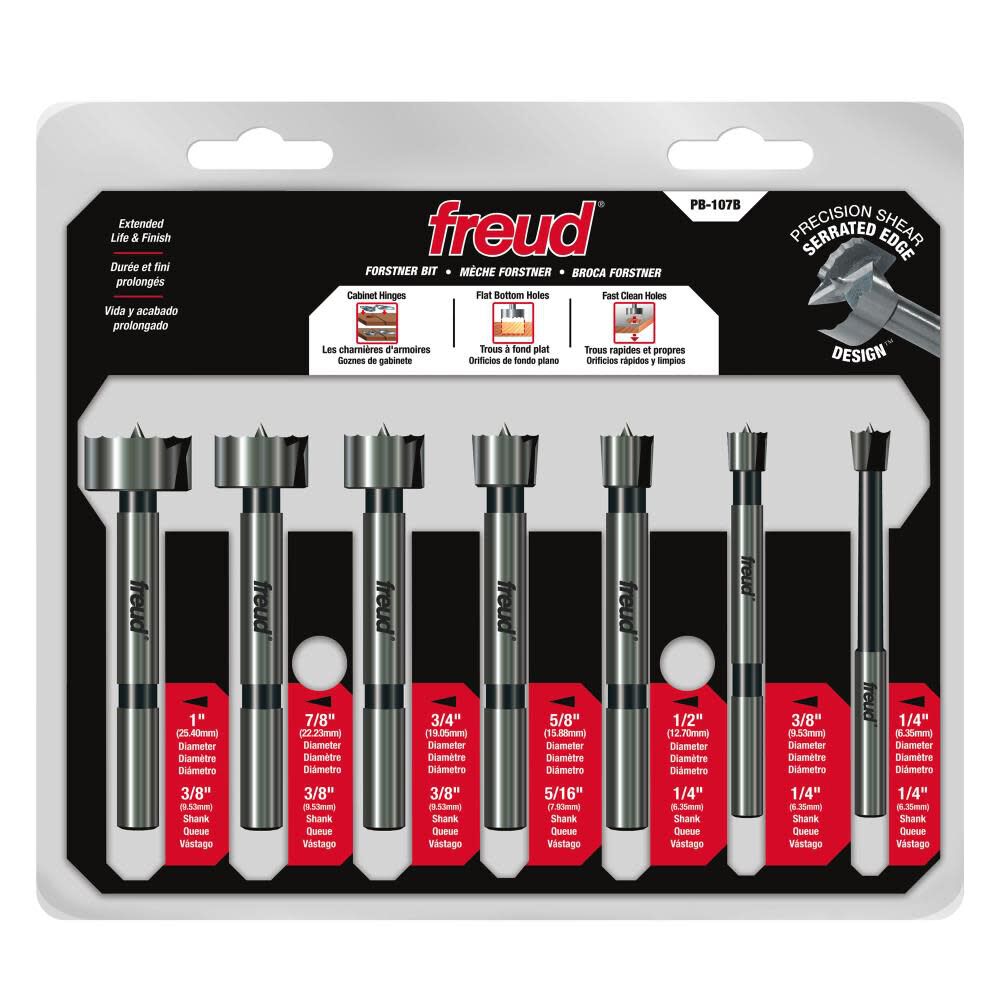 Freud 7 pcs. Precision Shear Serrated Edge Forstner Drill Bit Set 1/4 In. to 1 In. Hot on Sale